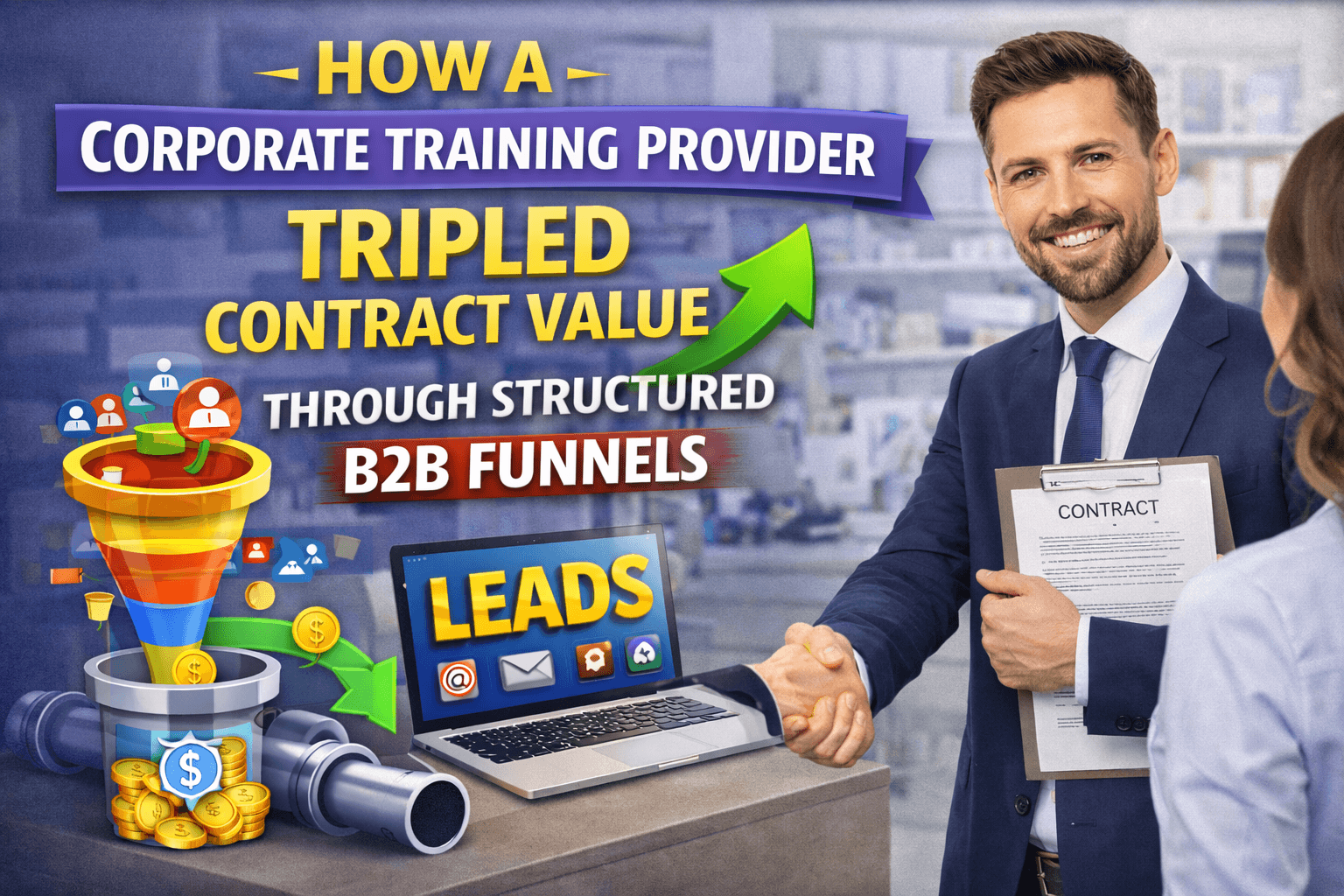 How a Corporate Training Provider Increased Contract Value by 3X by Replacing Cold Outreach with a Scalable B2B Funnel